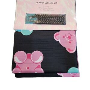 Betsey Johnson Shower Curtain Set Jelly Gummy Bear Black Hooks